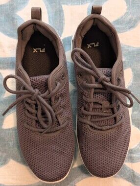 Grey Knit Lace-Up Sneakers